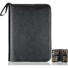 Fountain Roller Pen Case Holder Black PU Leather Bag for 48 Pens Collection