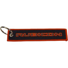 Jeep Rubicon Logo Twill embroidered Keychain 5" x 1" logos front and back