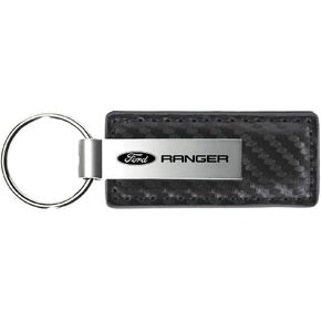 Au-TOMOTIVE GOLD Carbon Fiber Rectangular Leather Key Chain for Ford Ranger (Gunmetal)