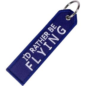 Novah ID Rather to Be Flying, Aviation, Flight Crew, Embroidered Keychain (Blue)