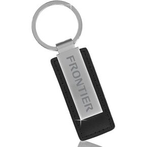 Nissan Frontier Black Leather Key Chain With Silver Metal Strip keychain