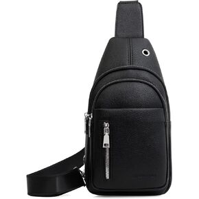 Seoky Rop Sling Backpack for Men Leather Chest Bag Crossbody Shoulder Bags for Cycling Travel