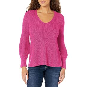 NIC+ZOE Women's Petite Shaker Knit V Neck Sweater