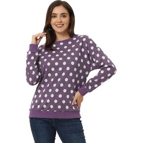 Allegra K Women's Winter Fall Knitted Pullover Sweatshirt Long Sleeve Polka Dots Sweater