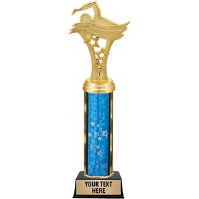Crown Awards 11" Swimming Trophies - Star Swimmer Trophy with Customized Text Prime