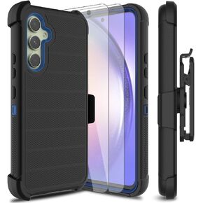 for Samsung Galaxy A54 5G Phone Case with 2 Pack Tempered Glass Screen Protector, Belt Clip Holster Rugged Heavy Duty Military Shockproof Protective Cell Phone Cover (Army Green)