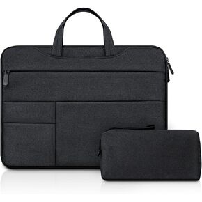 13 Inch Laptop Sleeve Case with Multiple Pocket for 13.3-Inch Macbook Air/Pro 13-13.3 Inch Laptop Computer Notebook, Waterproof Protective Hidden Handle Carrying Case with Accessory Bag, Black