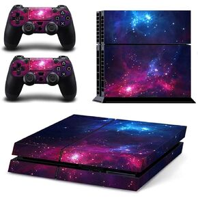 Vinyl Skin for PS4 Console & Controllers Only, Sticker Decorate and Protect Equipment Surface, Double Nebula
