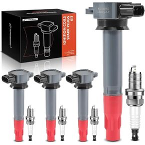 A-Premium Set of 4 Ignition Coil Pack and Iridium Spark Plugs Compatible with Mitsubishi Outlander 2010-2013, Lancer 2009-2010 2013-2015, 2.4L
