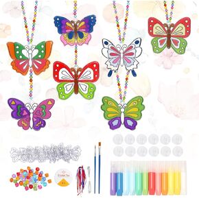 KATOOM 12 Sets Butterfly Suncatchers Crafts Kit, Butterfly Suncatcher Ornaments Decoration DIY Window Paint Art for Kids Ages 4-12 Classroom Activity Easter Spring Art Projects