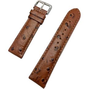 22mm Brown Genuine Leather Watchband | Beautiful Ostrich Grain, Lightly Padded Replacement Watchstrap that brings New Life to Any Watch (Mens Standard Length)