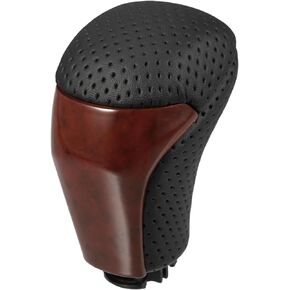 Automatic Gear Shift Knob Compatible for Toyota Highlander 2014-2019, Durable Faux Leather Plastic Black Drilled Mahogany Pattern