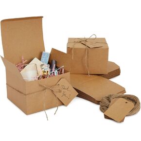 Stockroom Plus Brown Gift Boxes with Lids, Bulk for Wedding Favors, Birthday Party (6x6 In, 25 Pack)