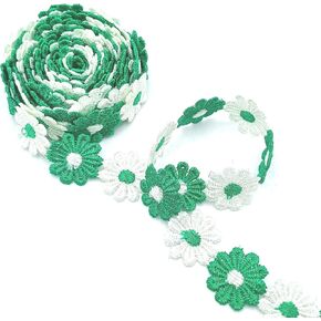 3 Yards Colorful Daisy Decorating Flower Lace Sun Flower Ribbon Wedding Embroidered Trim Vintage Lace Ribbon, for DIY Craft Handmade Make Sewing Supplies 25mm/ 1"Inch Wide (Blue White)
