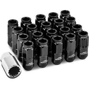 DNA MOTORING LN-ZTL-9015-15-BK 16Pcs M12 x 1.5 21mm OD/50mm Height Aluminum Open End Lug Nuts w/ 4 x Lock Nut, 1 x Lock Nut Key (Black)