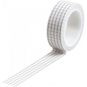 White Color Grid Tape Decorative Stickers - 1 Roll of 15 mm Wide Adhesive Paper Masking Tapes for School Supplies, Party Theme DIY Decor, Gift Box Decoration,Adhesives,Craft Supplies