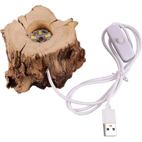 Crystal Ball Wooden Base Tree Stump LED Light Wood Display Stand Crystal Table Lamp Stand for Monitor Night Light Holder LED Display Base LED Light Base Wood Glass Office Wood Base