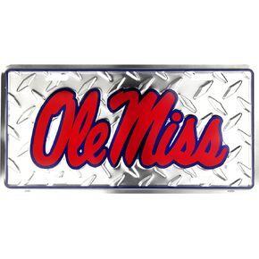 Ole Miss Rebels Diamond Emboss Metal License Plate 6 x 12