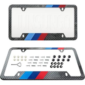 إطار لوحة ترخيص من ألياف الكربون الأسود من سبائك الألومنيوم غطاء لوحة ترخيص معدني 2 حزمة إطار لوحة الأرقام الأمامية والخلفية ملحقات السيارات (ألياف الكربون السوداء) in Kuwait