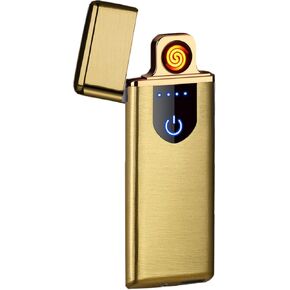 Electric Lighter, USB Rechargeable Lighter, Plasma Dual Arc, Windproof Flameless Pocket Metal, Incense, Camping (Red)