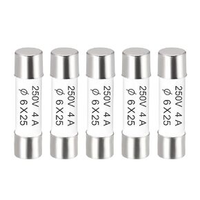 uxcell Ceramic Cartridge Fuses 10A 250V 6x25mm Ceramic Fuses Fast Blow Replacement for Amplifier Energy Saving Lamp Ballast 5pcs