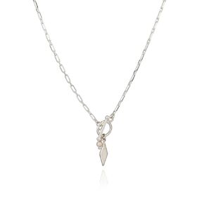 Annika Bella Toggle Necklace for Women, Length 18 Inches, Sterling Silver T-Bar Necklace, Waterproof, Front Lock Necklace, Everyday Jewelry