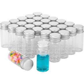 JIUWU Mini Bottles 10Ml 30 Pcs Mini Glass Vials Small Glass Bottles With Lids Mini Glass Jars With Lids for Cleaning Solution, Perfume, Essential Oil Storage, Etc