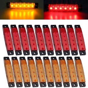 20x 3.8 Amber/Red Clearance Lights Truck Trailer RV Lorry Van Side Marker Indicators Decorative, LED Rock Amber Trailer Marker Lights Parking Brake Turn Signal Lights
