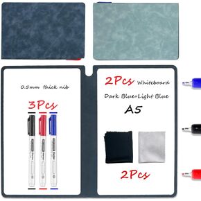 2Pcs Portable Small White Board Dry Erase Board,Reusable Erasable White Board with 3 Dry Erase Pen 2 Erasing Cloth for Business School Home Office (Light Blue&Dark Blue) in Kuwait
