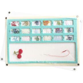 Svartur Seed Bead Mat with Lid, Solid Base Bead Sorting Tray with Built-in Felt Bead Mat & Magnetic Cover, Bead Board for Jewelry Making, Rhinestone Felt Tray for Seed Bead, Small Bead Under 4mm, Aqua