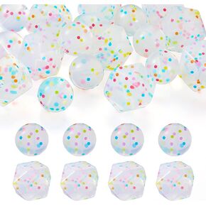 Beadthoven 20pcs Graduation Confetti Silicone Beads, 15mm Glitter Assorted Silicone Beads for Keychain Making Christmas Colorful Dots Rubber Silicone Beads for DIY Lanyard Pens Bracelet Jewelry Making