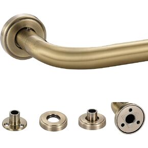 Warm Gold Wrap Around Curtain Rod,1 Inch Diameter Curtain Rod for Windows 28 to 56 Inch, Adjustable Blackout Curtain Rod with Zinc Alloy Double-deck Finials and Aluminum Center Brackets