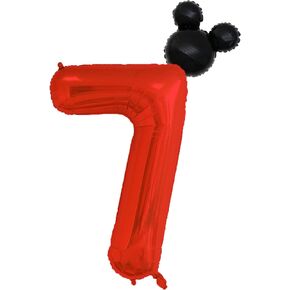 40 inch Red Number 1 Balloon & Mini Mouse Head Balloon, 1st Birthday Party Decoration Balloons, Cartoon Mouse Birthday Party Supplies Baby Shower Decoration, Red Black Theme Party Decorations Supplies