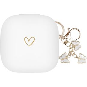 Compatible with Powerbeats Pro, Soft Silicone Case with Gold Heart Pattern for Powerbeats Pro Case with Cute Butterfly Keychain for Girls Women (Lavender Purple)