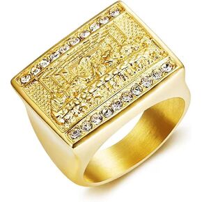 Iced out Ring for men Thirteen Apostles CZ ring Hip Hop ring The Last Supper 316 Stainless Steel Radiant Biker Rings Bling Cuban style Iced Out Jewelry Punk Ring Club ring Heavy Metal ring Ceremony plated gold