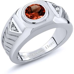 Gem Stone King Men's 925 Sterling Silver Customized and Personalized Round Gemstone Birthstone Ring For Women 1.88 Cttw