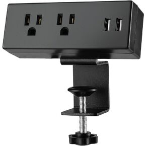 Desk Clamp Power Strip with USB Ports Desktop Mounted Power Outlets Table Edge Power Charging Station 6.56 FT Extension Power Cord for Home Office Conference UL/ETL Certificated