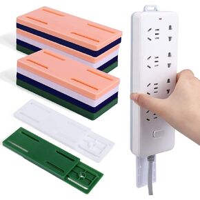 12pcs Power Strip Holder Wall Mount, Adhesive Punch-Free Socket Holder, Self-Adhesive Desktop Socket Fixer, Surge Protector Mount Punch Free Cable Management System