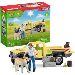 Schleich Vet Visit to the Farm Farm World 12-Piece Veterinarian and Truck Toy Set with Animal Toys for Kids Ages 3-8