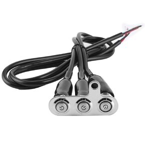 Motorcycle Handlebar Switch 12V Stainless Steel Motorcycle Handlebar Fog Light Switch Button LED Modification Bracket Control Push Button(Two switches)