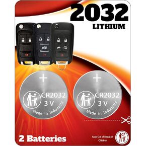 Key Fob Battery for Chevy GMC Buick CR2032 (2 Pack) OEM Remote Replacement for Equinox Malibu Terrain Trax Impala Lacrosse Encore Regal Volt (OHT01060512, P4O9MK74946931) Check Fitment Guide