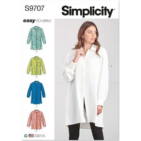 Simplicity Misses' Relaxed Fit Shirts Sewing Pattern Kit, Code S9707, Sizes 12-14-16-18-20, Multicolor