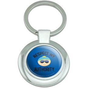 GRAPHICS & MORE South Park Cartman Respect my Authority Keychain Classy Round Chrome Plated Metal