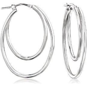 Ross-Simons Italian Sterling Silver Double-Oval Hoop Earrings