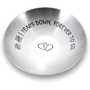 11th Anniversary Steel Gifts for Her Him 11 Year Wedding Anniversary for Wife Husband Girlfriend Couple 11 Year Anniversary Decorations 4" Ring Holder Dish Jewelry Tray Christmas Valentines Birthday