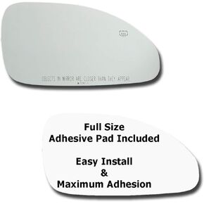 Mirror Glass + Full Size Adhesive Pad for 2008-2017 Buick Enclave Passenger Side Replacement - Heated (2009 2010 2011 2012 2013 2014 2015 2016 08 09 10 11 12 13 14 15 16 17)
