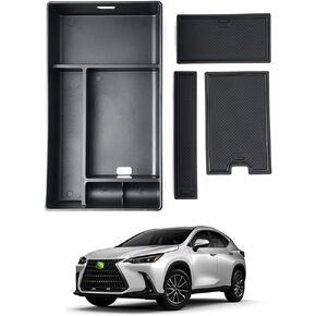Autorder Center Console Organizer for 2022 2023 2024 Lexus NX NX 250/NX 350/NX 350h 450h+ Accessories Armrest Storage Box Secondary Insert Tray with Anti-slip Mat