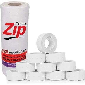 Perco Zip White Labels - 1 Sleeve - 5,000 Blank Price Marking Labels