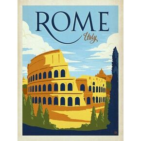 Vintage Art Colosseum Sticker (Visit Rome Italy Italian Travel Vinyl Decal for car, Suitcase or Laptop (3 x 4 inch)