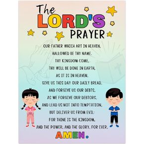 Lords Prayer Wall Art - Christian 9 X 12 Inches Vinyl Sticker - Faith Wall Decor for Girls, Boys Room - Bible Verse Scripture - Frame Not Included - Sticker with Peel Off Backing